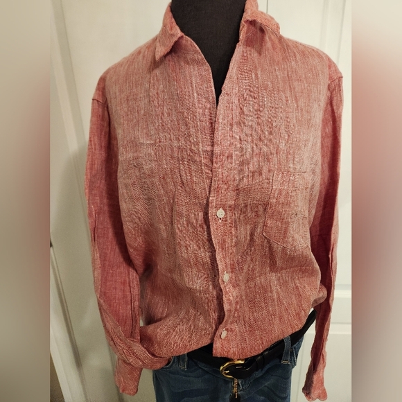 Women's Linen Relaxed Fit Frank & Eileen Button Up Size XS - Picture 2 of 13